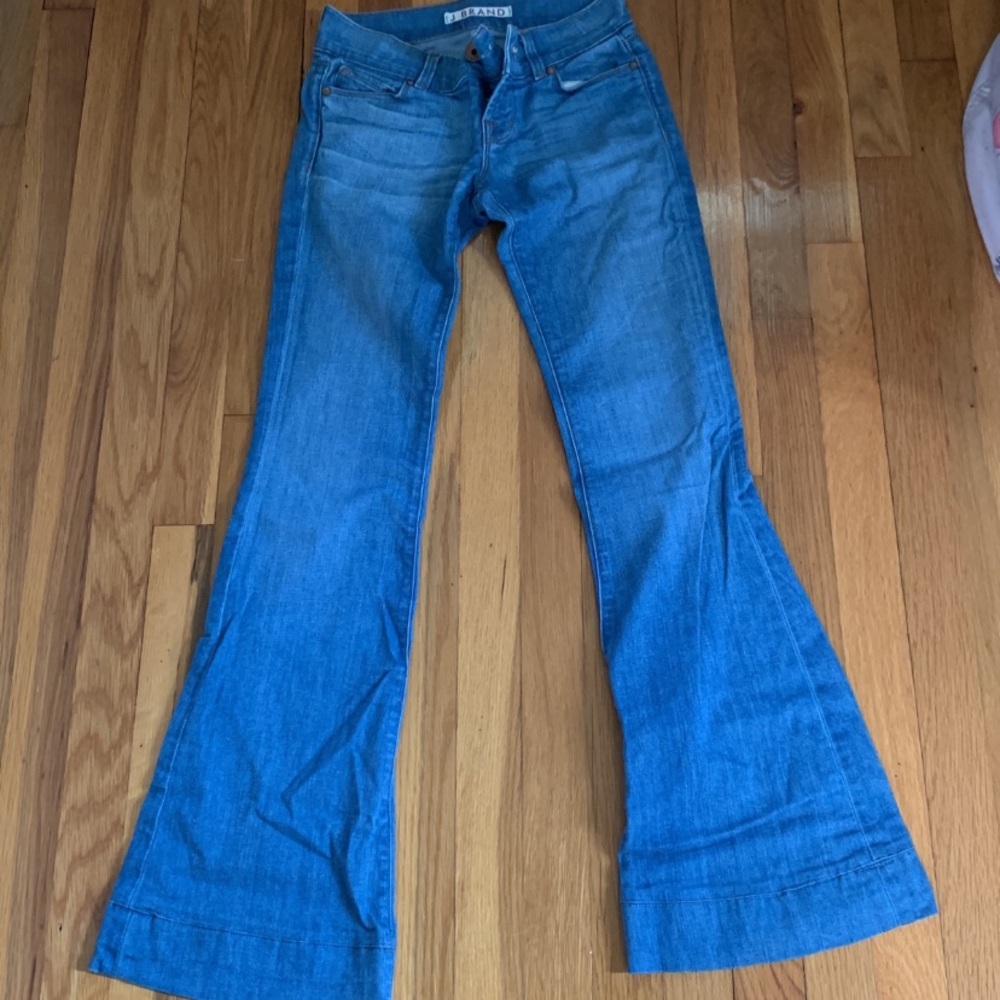Blue low rise flare jeans